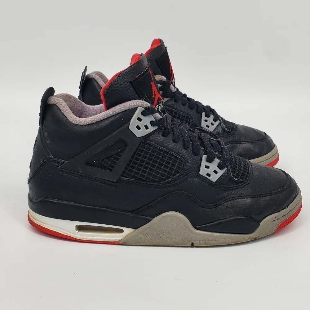 Nike Air Jordan 4 Retro GS Bred Reimagined Shoes 7Y 8.5 Womens FQ8213-006